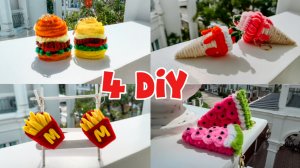 Своими руками 4 брелка из пушистой проволоки 🍦🍟🍔🍉