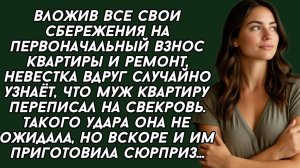 Вложив все свои сбережения в ремонт, невестка вдруг узнала. История из жизни