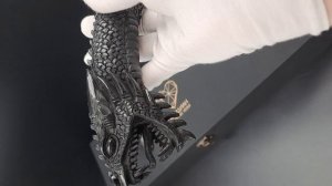 Нож из обсидиана гравировка Дракон 38 см