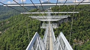 Самый длинный подвесной мост в России. Скайпарк Сочи. Скайбридж