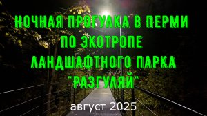 Ночная прогулка в Перми по экотропе ландшафтного парка Разгуляй