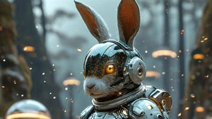 Зайцы на грибной планете (нейросеть Шедеврум) коллаж