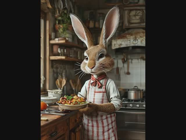 Зайцы готовят (нейросеть Шедеврум)