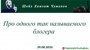 Шейх Хамзат Чумаков | Про одного так называемого блогера, оскорбляющего алимов (29.08.2025г).