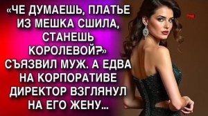 «ДУМАЕШЬ, ПЛАТЬЕ ИЗ МЕШКА СШИЛА, СТАНЕШЬ КОРОЛЕВОЙ?» СЪЯЗВИЛ МУЖ. А ЕДВА НА КОРПОРАТИВЕ ДИРЕКТОР...