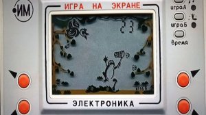 Электроника. Игра на экране. Жаба ловит бабочек