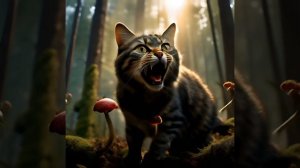 Котик сьел гриб и начал видеть галлюцинации