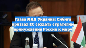 Глава МИД Украины Сибига призвал ЕС создать стратегию принуждения России к миру