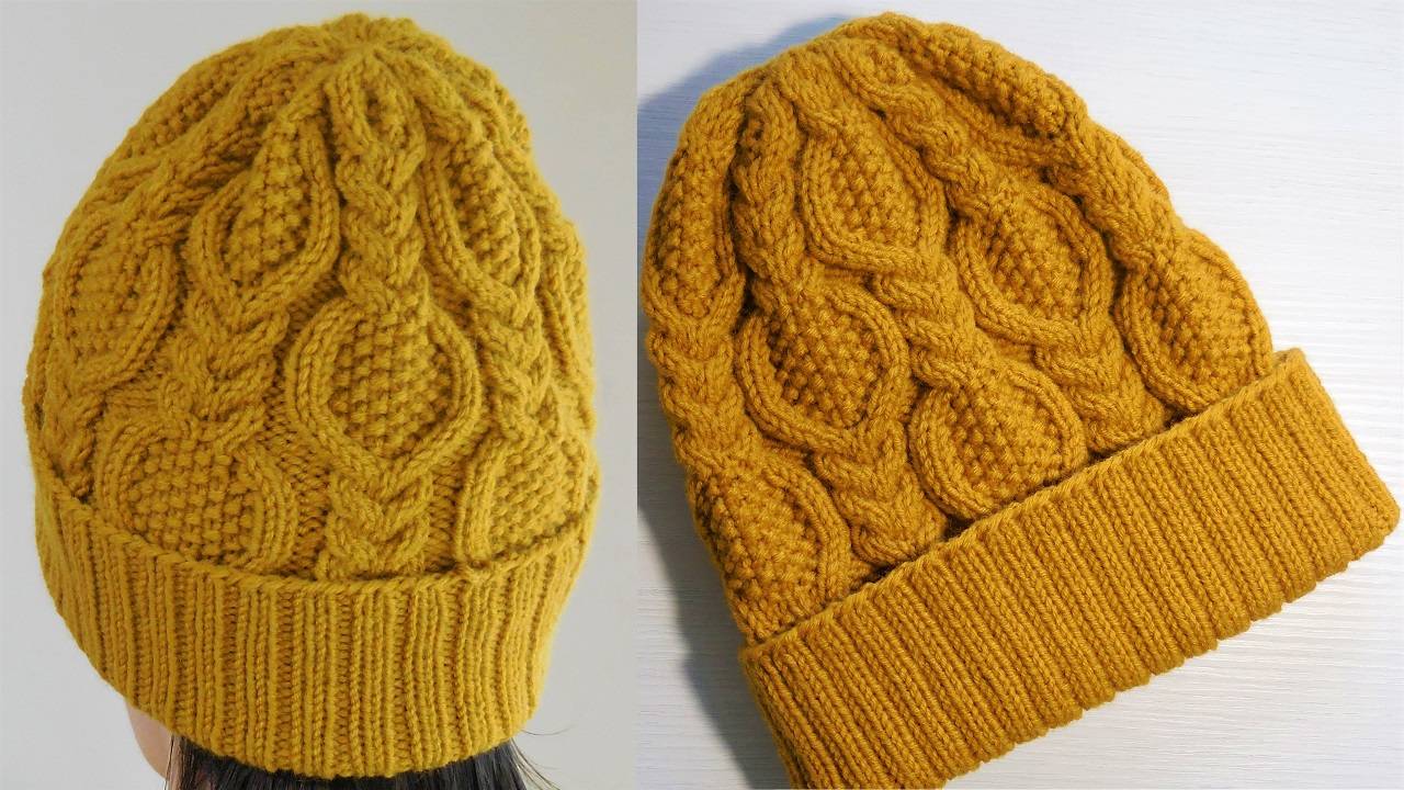 ВЯЗАНАЯ ШАПКА СПИЦАМИ КРАСИВЫМ УЗОРОМ. ПОДРОБНЫЙ ПОПЕТЕЛЬНЫЙ МАСТЕР-КЛАСС смотреть онлайн