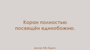 Коран полностью посвящён единобожию. Динар Абу Идрис