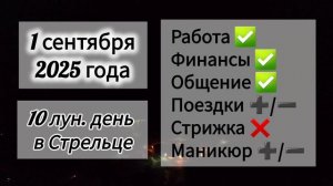 Лунный день 1 сентября 2025 года