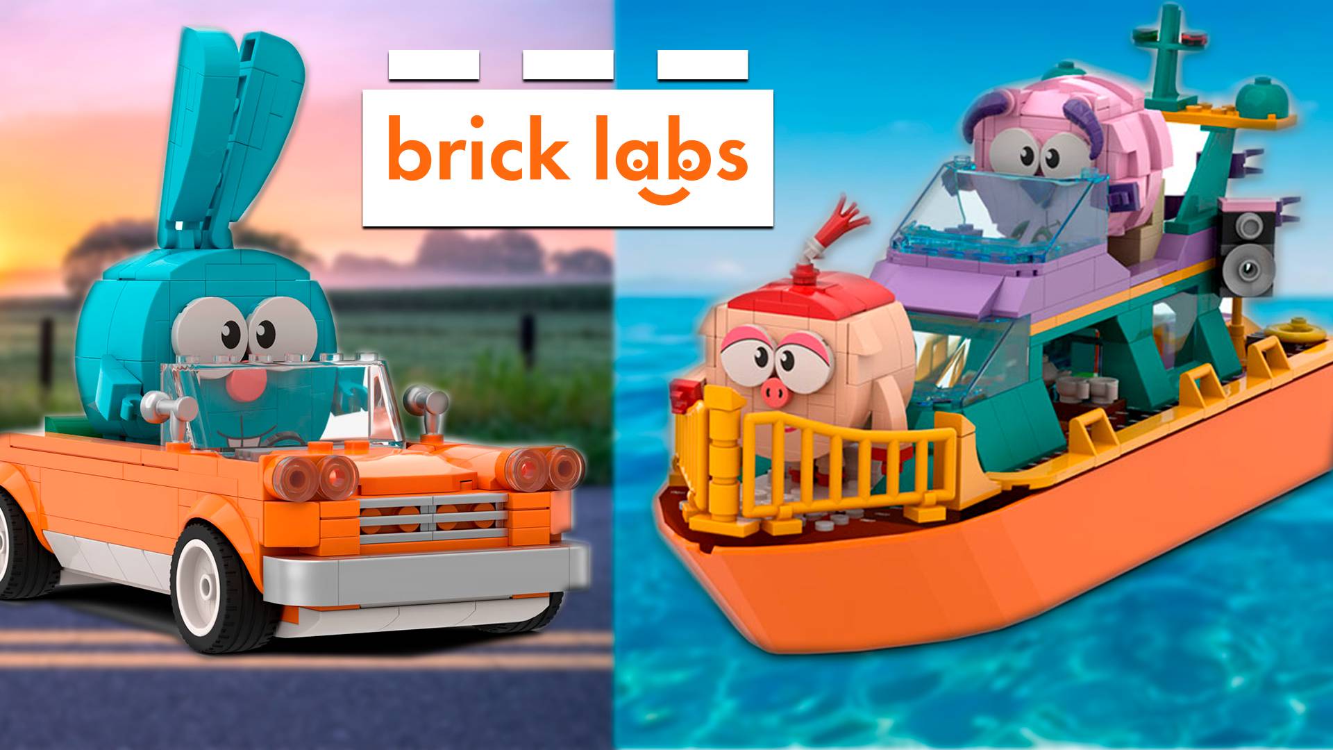Пока Крош катается на авто, Нюша и Бараш на яхте! Brick Labs Смешарики