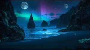 Twin Moon Shoreline 🌌 2-Hour Alien Ambience | Bioluminescent Waves | Floating Jellyfish Soundscape