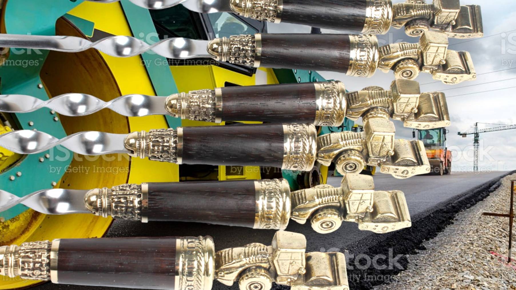 Шампура 6 шт Тракторы и Катки художественное литье латунь