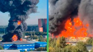 Огонь раскинулся на тысячи квадратных метров. Крупный пожар полыхает на складе в Балашихе