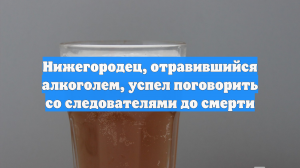 Нижегородец, отравившийся алкоголем, успел поговорить со следователями до смерти