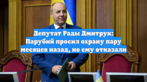 Депутат Рады Дмитрук: Парубий просил охрану пару месяцев назад, но ему отказали