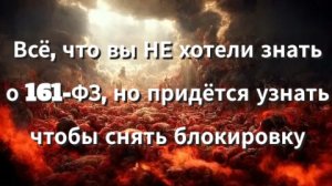 Всё, что вы НЕ хотели знать о #161-ФЗ, но придётся узнать чтобы снять блокировку