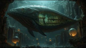 Biomechanical Whale Sanctuary 🐋 2-Hour Surreal Ambience ｜ Floating Temple Soundscape ｜ Dark Fantasy