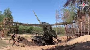 Боевая работа САУ «Пион» ГрВ «Запад»