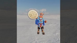 3D Model of a Shaman with Drum Skiing in the Snowy Tundra // 3D Модель Шамана
