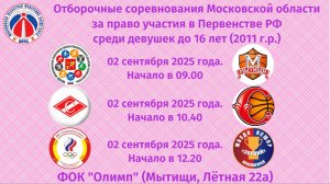 Отборочные соревнования МО за право участия в Первенстве РФ среди девушек 2011 г.р. и моложе