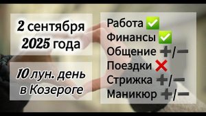 Лунный день 2 сентября 2025 года