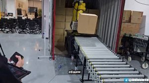 Тест робота-разгрузчика. Конвейерные системы китайского производства. Мобильный разгрузчик