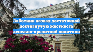 Заботкин назвал достаточной достигнутую жесткость денежно-кредитной политики