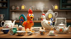🐓 Петушок и бобовое зёрнышко | Мультсказка в фарфоровом мире