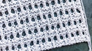 Лёгкий мелкий ажурный узор спицами ⭐ Для вязания палантинов,  маечек