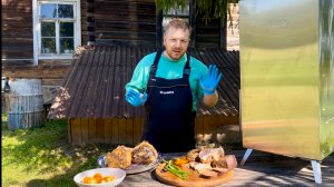 Насыщенная и вкусная жизнь на хуторе в лесу | Варёно-копчёная рулька с Hobbi Smoke #хутор