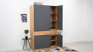 Авиньон Шкаф трехстворчатый Дуб Крафт золотой/Графит серый