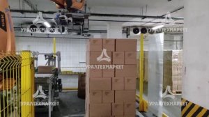 РусАГРО - укладка коробок на паллеты с сортировкой по типу коробок