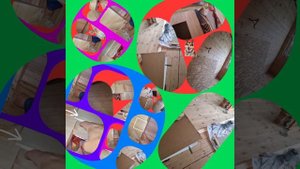 1000033745.mp4 (Собака наблюдает за креплением имитации бруса в большой комнате дома А-фрейм)