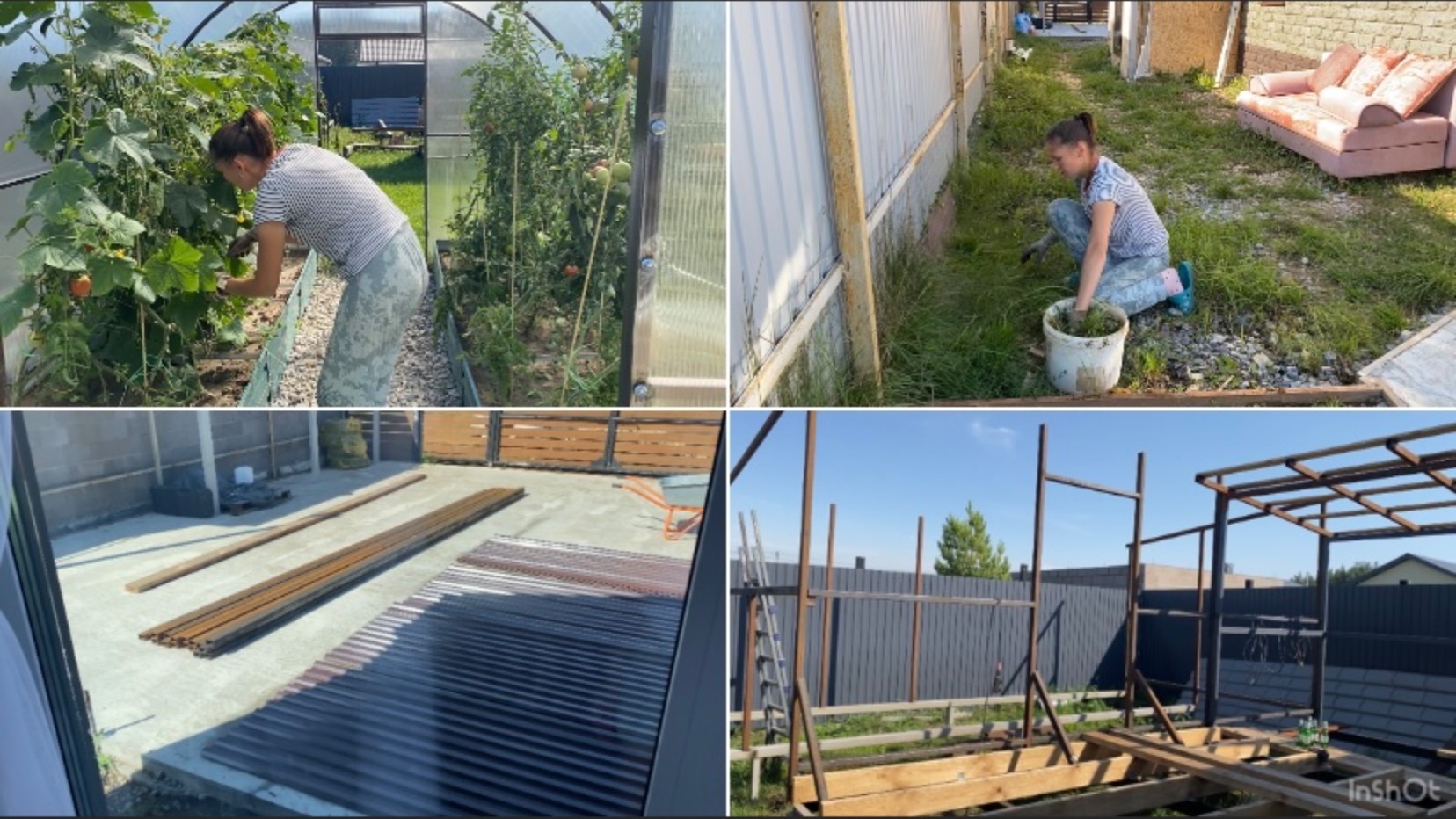 ЗАГОРОДНАЯ ЖИЗНЬ// РАБОТА НА УЧАСТКЕ И В ТЕПЛИЦЕ// СТРОИМ САРАЙ// КАРКАС ПОЧТИ ГОТОВ💪🏻 смотреть онлайн