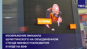 Изображение Михаила Шуфутинского на объединенном стенде Минвостокразвития и КРДВ на ВЭФ