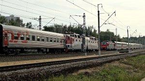 встреча пассажирских | ЧС7-019 с поездом №109 Москва–Анапа и ЭП20-027 с поездом №740 Брянск–Москва