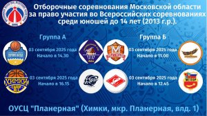 Отборочные соревнования Московской области  среди юношей до 14-ти лет (2013 г.р. и моложе)