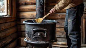 Очередная уборка в доме и чистка русской печи от сажи и золы.