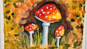 Поэтапное рисование "Мухоморы"