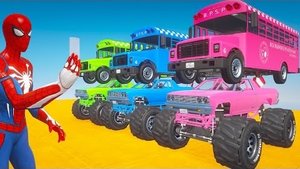 ЧЕЛОВЕК-ПАУК НА ГРУЗОВИКЕ-МОНСТРЕ ПЕРЕВОЗИТ АВТОБУС - МОДЫ ДЛЯ GTA V