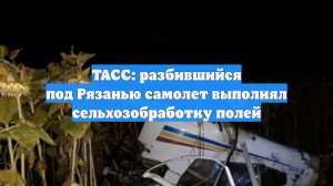 ТАСС: разбившийся под Рязанью самолет выполнял сельхозобработку полей