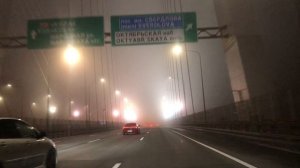 Туман.  Вантовый мост над Невой. Август 2025 год.