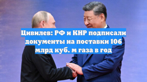Цивилев: РФ и КНР подписали документы на поставки 106 млрд куб. м газа в год