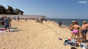 Голубицкая Азовское море Центральный пляж сегодня 4 сентября 2025. Погода в Голубицкой сейчас.
