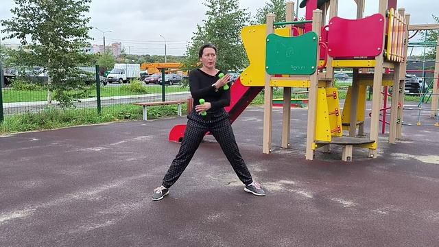 Силовой Баланс с утяжелителями (гантели по 1 кг или бутылки с водой). Марина Зиничева, Саранск.