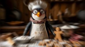 Пингвин печёт пряники.