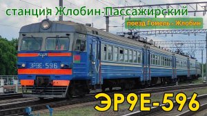 Электропоезд ЭР9Е-596 прибывает на станцию Жлобин-Пассажирский