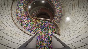 Шары на спиральной лестнице, блендер анимация